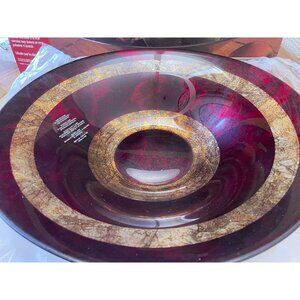 Italian Hand-Decorated Glass Bowl 15"